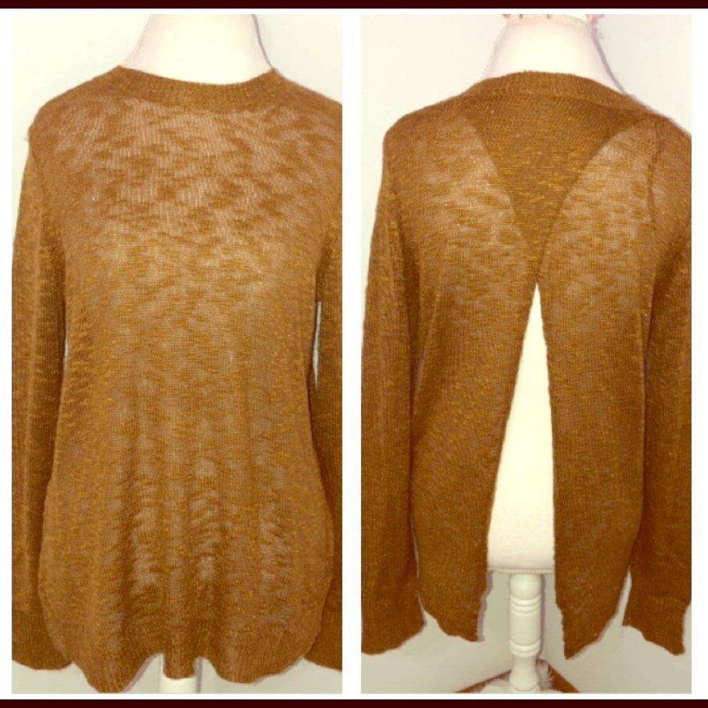 Jennifer Lopez split back bronze burnout sweater L